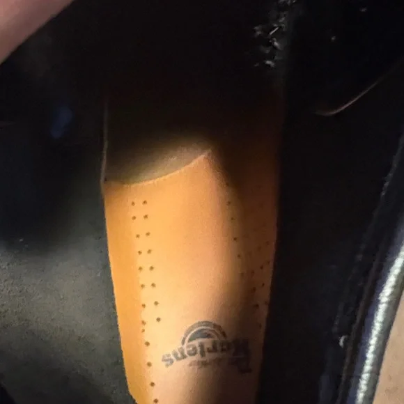 Dr. Martens Black Leather 8-Eye Lace-Up Boots with Yellow Stitching - Picture 7 of 9